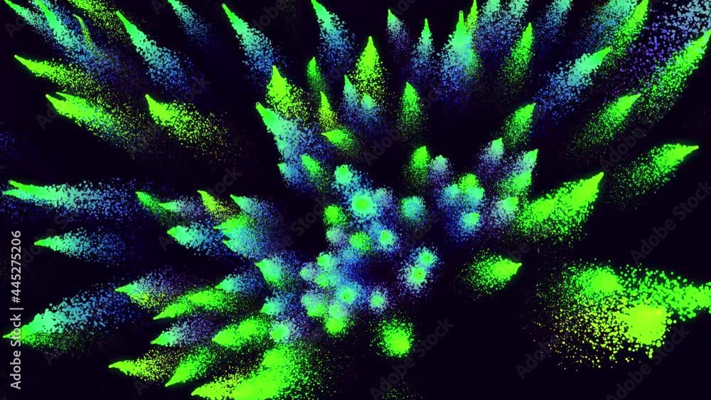 Poster magic purple particles form beatuful trails. 3d render abstract colorful trails like from explosion 