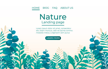 Fototapeta na wymiar Vegetation of tropical forests of nature, Landing page. Vector