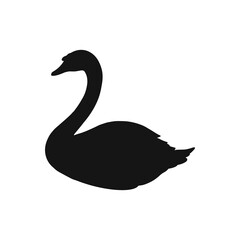 Elegant black swan pattern in silhouette style for decoration and laser cutting. Vector illustration.