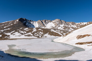 Summit Lake frozen in Summer, Mt. Evans