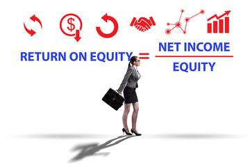 Businesswoman in return on equity concept