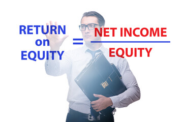 Businessman in return on equity concept