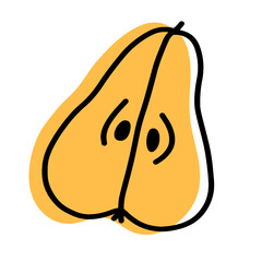 Pear sweet fruit vector isolated. Black outline and color.