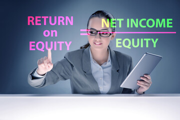 Businesswoman in return on equity concept