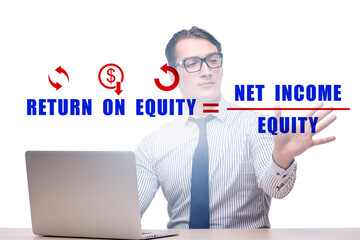 Businessman in return on equity concept