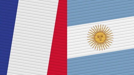 Argentina and France Two Half Flags Together Fabric Texture Illustration