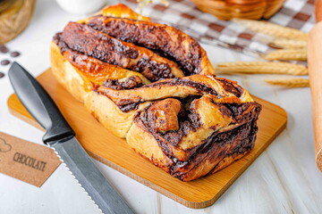 Pão recheado de chocolate - Babka