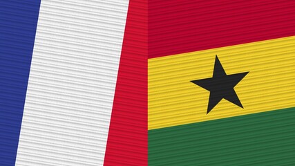Ghana and France Two Half Flags Together Fabric Texture Illustration