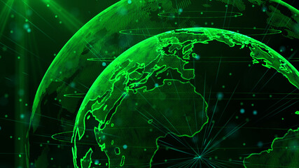 Digital green planet of Earth, 3D animation