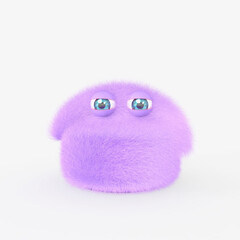 Cartoon monster with Wall Background. 3D illustration, 3D rendering	