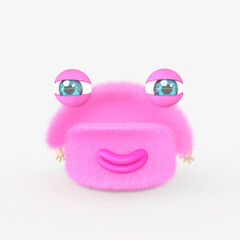 Fototapeta premium Cartoon monster with Wall Background. 3D illustration, 3D rendering 