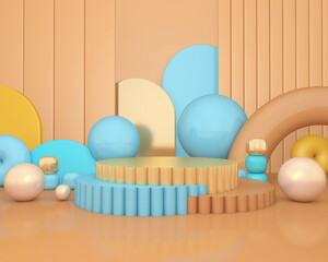 Podium and wall scene abstract background. 3D illustration, 3D rendering	