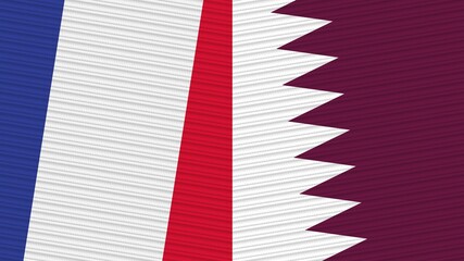 Qatar and France Two Half Flags Together Fabric Texture Illustration