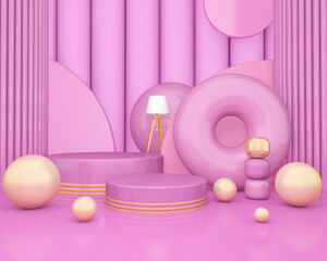 Podium and wall scene abstract background. 3D illustration, 3D rendering	

