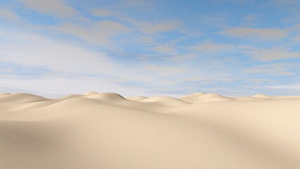 Desert with sky background. 3D illustration, 3D rendering	
