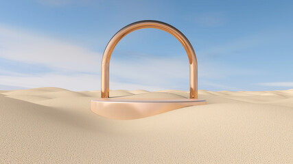 Obraz na płótnie Canvas Desert with sky background. 3D illustration, 3D rendering 