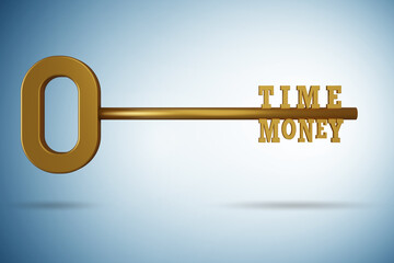 Time is money concept with large key