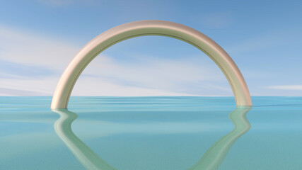 Obraz na płótnie Canvas Water with sky background. 3D illustration, 3D rendering