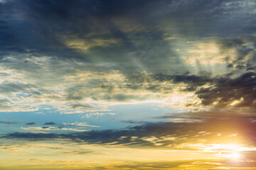 Amazing pink purple sky during sunset over beautiful natural view of heaven