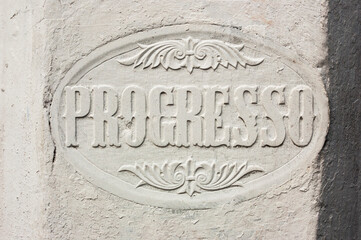 one of the words contained in the flag of brazil. written in portuguese: "Progress"