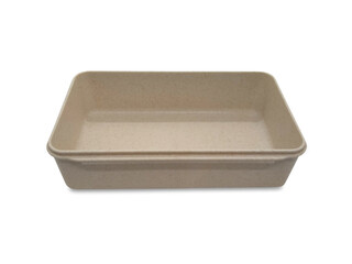 Brown Blank Food Plastic Box Isolated on Background.