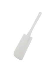 White plastic spatula for baking isolated on white background.