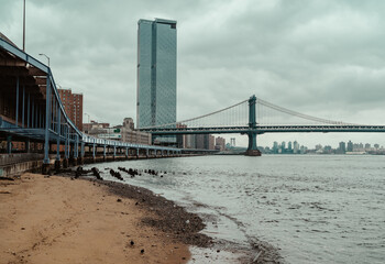 bridge over the river manhattan New York sky building sea urban 