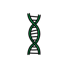 dna molecule structure doodle icon, vector color line illustration