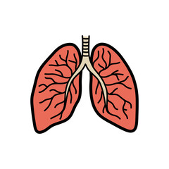 human lungs doodle icon, vector color line illustration