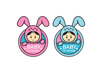  Baby on board Vector illustration.