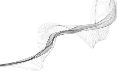 Fototapeta premium Abstract background with monochrome wave lines on white background.