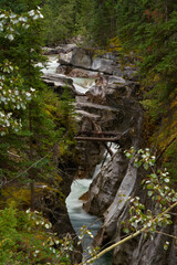 Maligne Canyon Falls Jasper National Park. The shear walls and waterfalls of Maligne Canyon. Jasper National Park. Alberta, Canada.

