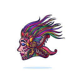 Sleeping beauty girl with mandala technique, line and colours