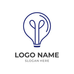 bulb logo design with line blue color style