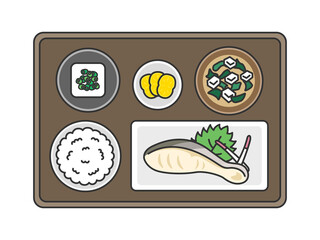 焼き魚定食のイラスト