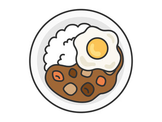 卵をのせたカレーライスのイラスト