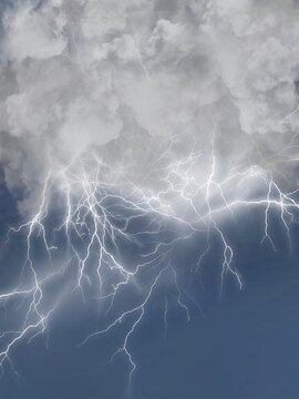 雨雲と稲妻が光るゲリラ豪雨の背景素材