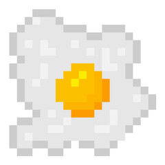 Egg fried pixel art icon illustration concept vector