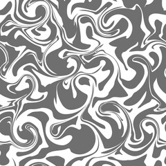 Abstract black and white ink marble seamless pattern. Marble acrylic swirl. Watercolor marbled background.