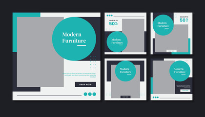 Modern furniture sale banner and social media post