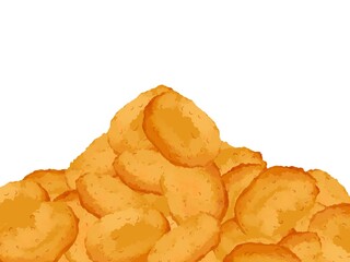 水彩のコロッケの山フレーム