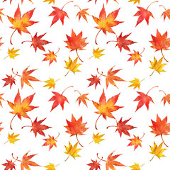 紅葉 水彩手描き イラスト パターン