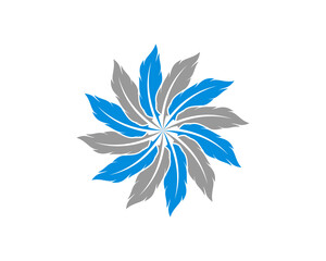 Fototapeta premium Circular feather with blue and gray colors