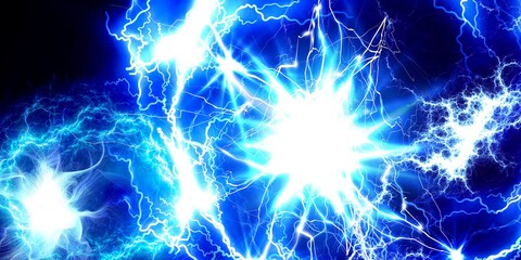 Thunder Energy Waves In Black Background	