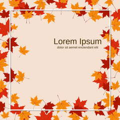 Naklejka na ściany i meble Autumn style vector background with colorful leaves