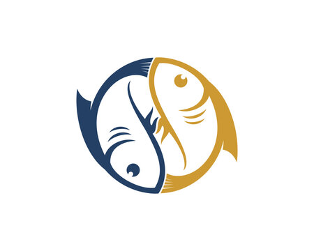 Two Fish Forming A Yin And Yang Shape Logo