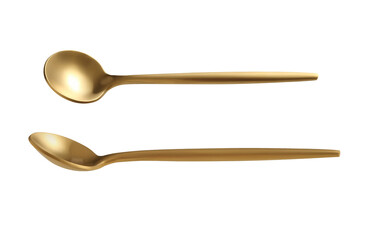 golden tea spoon on a white background
