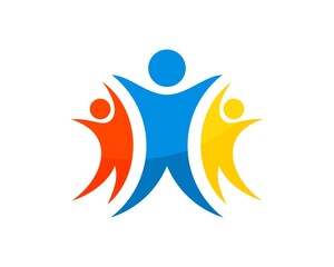 Three healthy people with jumping style