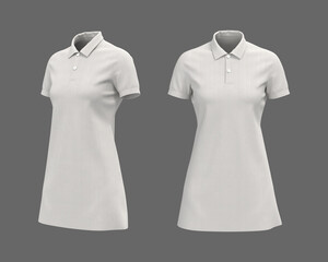 Blank collared shirt mockup, front and side views, tee design presentation for print, 3d rendering, 3d illustration