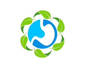 Circular nature leaf with healthy stomach inside